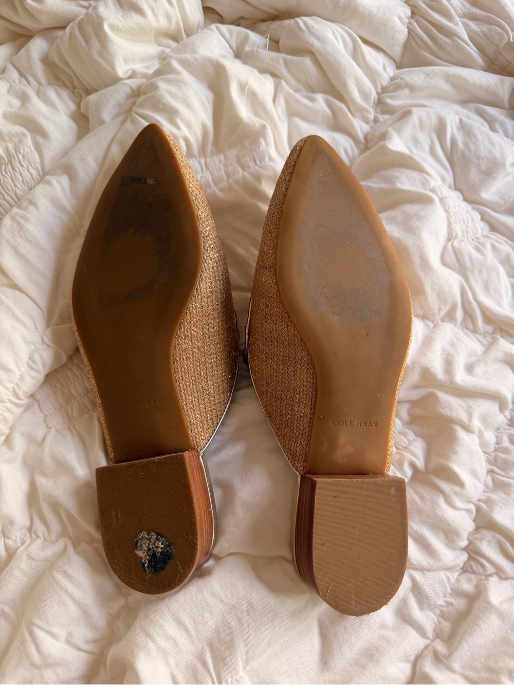 Cole Haan Tan Raffia Pointed-Toe Mule Slides - Picture 6 of 6